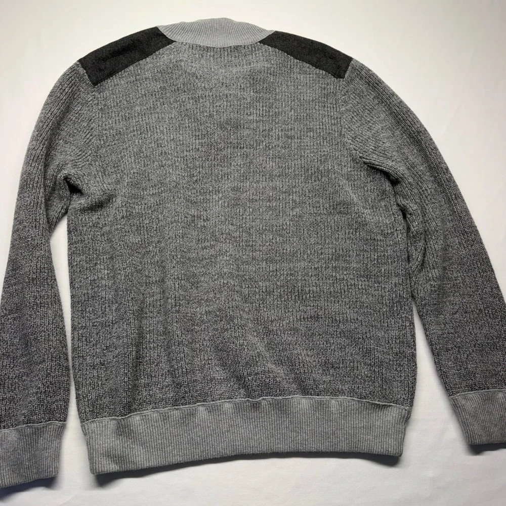 Banana Republic XL Gray Quarter Zip Sweater 100% Cotton Mock Neck Knit Pullover